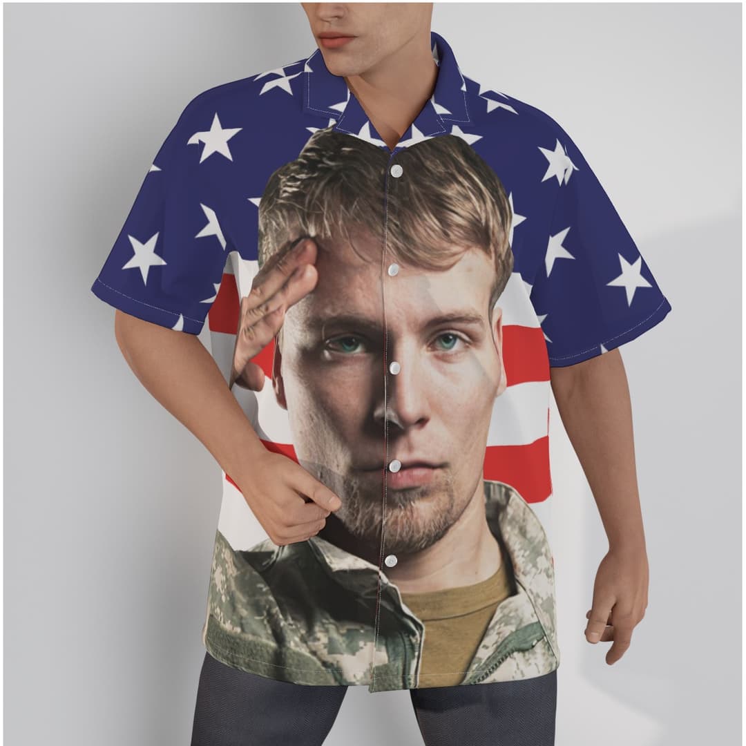 Custom Face USA Flag Hawaiian Shirt (1)