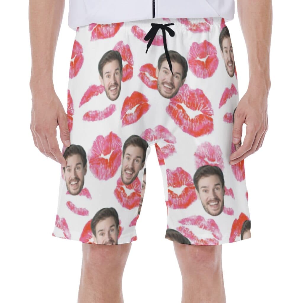 Custom Face Valentine Hawaiian Swim Trunks For Men