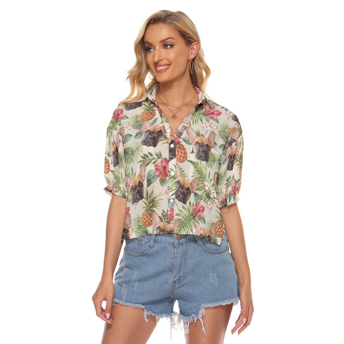 Custom Face Vintage Flower Crop Top For Women (4)