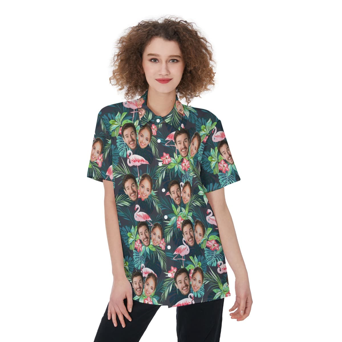 Custom Flamingo Hawaiian Shirt With Multiple Faces (1)