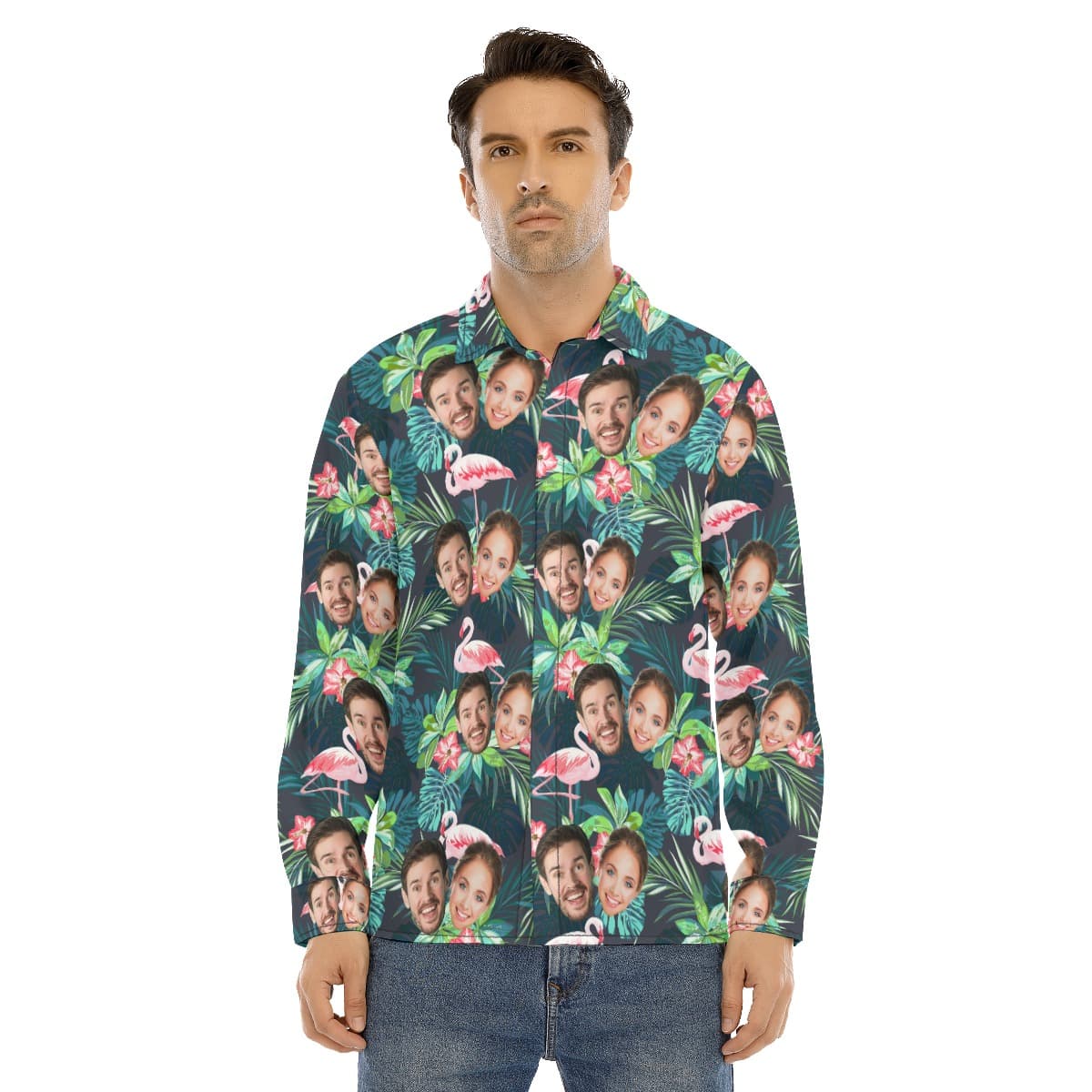 Custom Flamingo Long Hawaiian Shirt With 2 Faces (1)