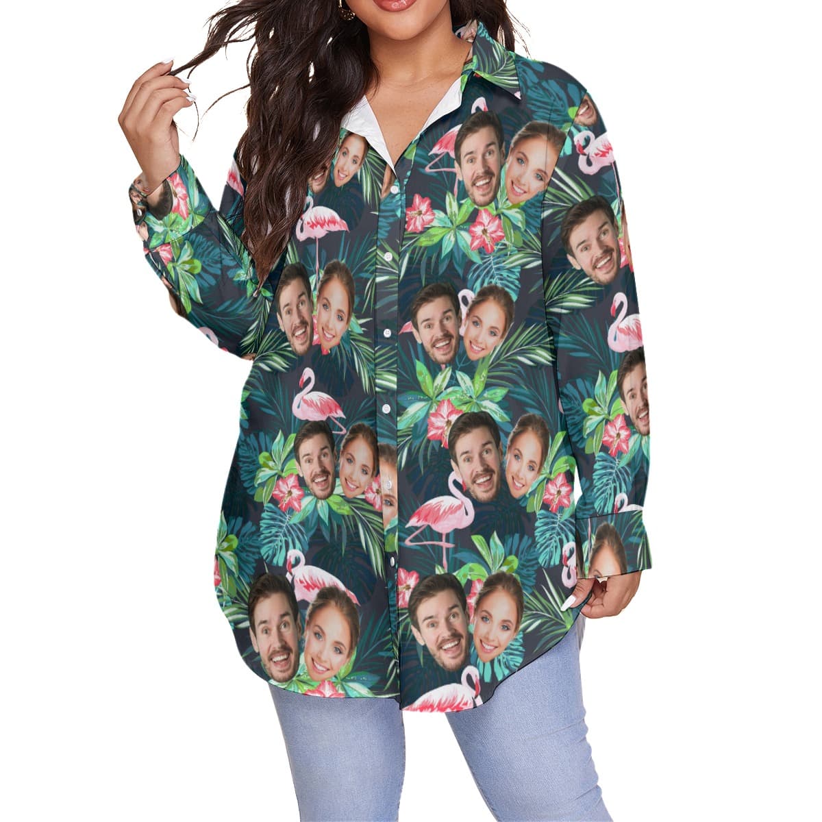 Custom Flamingo Long Sleeve Hawaiian Shirt (1)