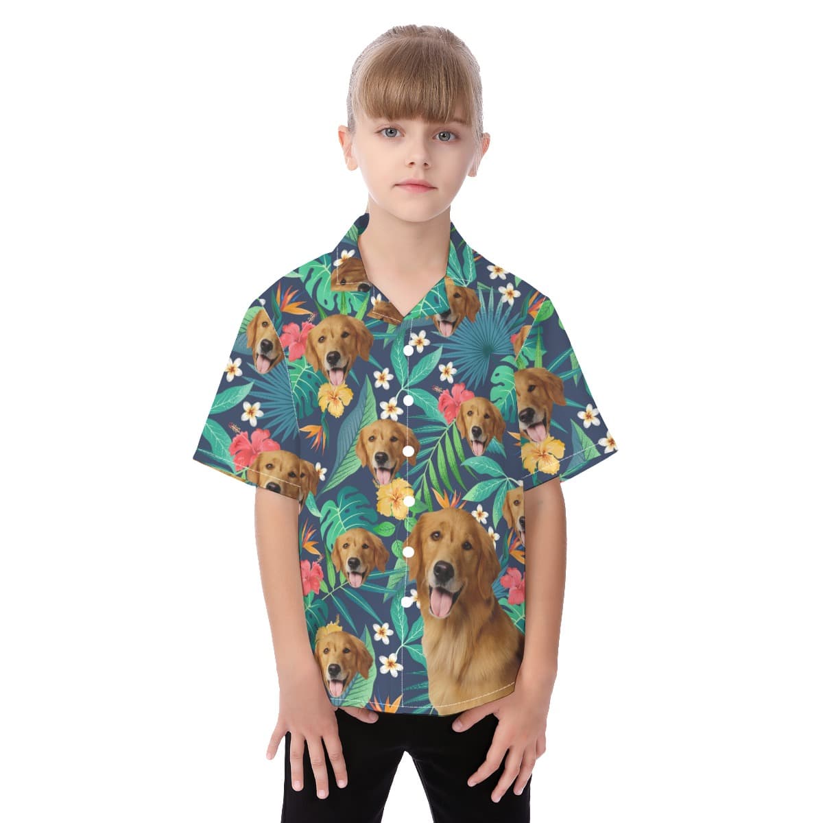 Custom Hawaiian Kid's Hawaiian Shirt With Dog Face (1)