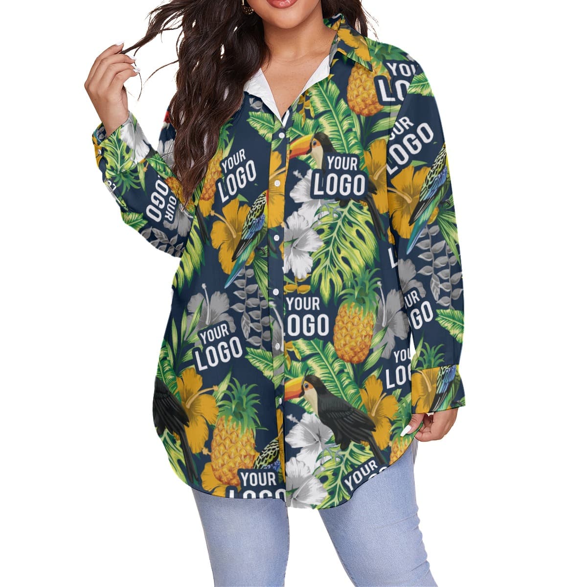 Custom Logo For Team Tropical Parrots Hawaiian Plus Size Shirt (1)