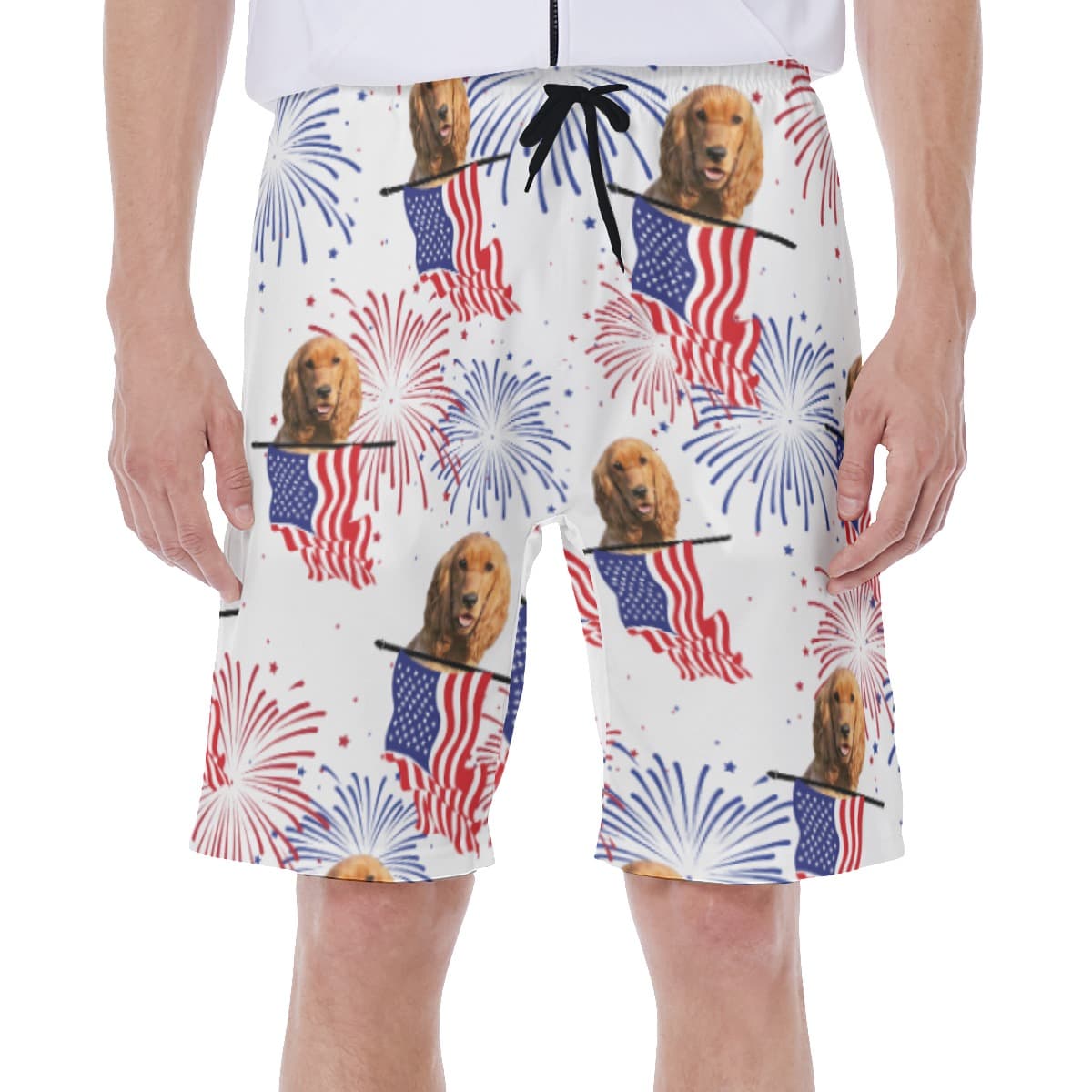 Custom Pet Face Patriotic Hawaiian Swimwear For Men