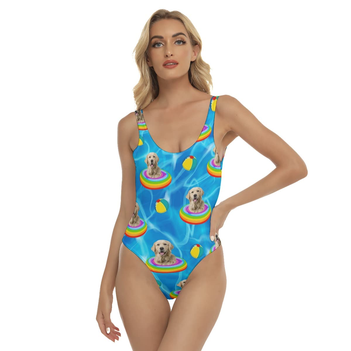 Custom Pet Face Swimming Pool Patterns Summer Hawaiian Swimsuit For Women