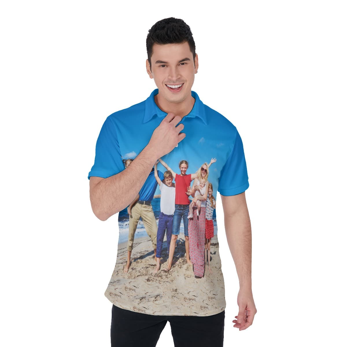 Custom Photo Hawaiian Polo Shirt For Men (1)