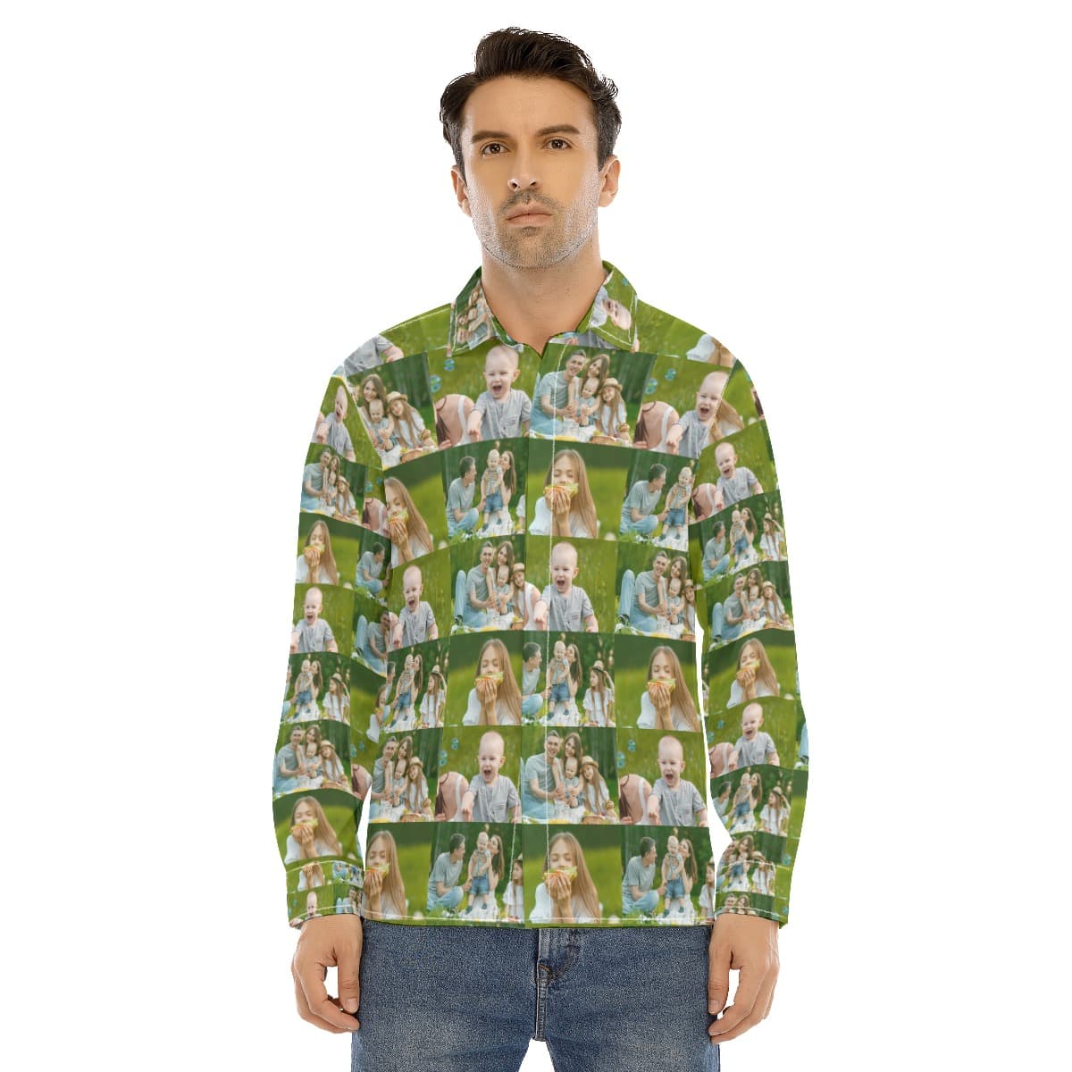 Custom Photo Long Sleeve Hawaiian Shirt (1)