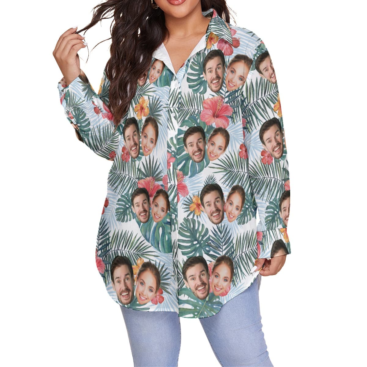 Custom Plus Size Hawaiian Shirt With Multiple Faces (1)