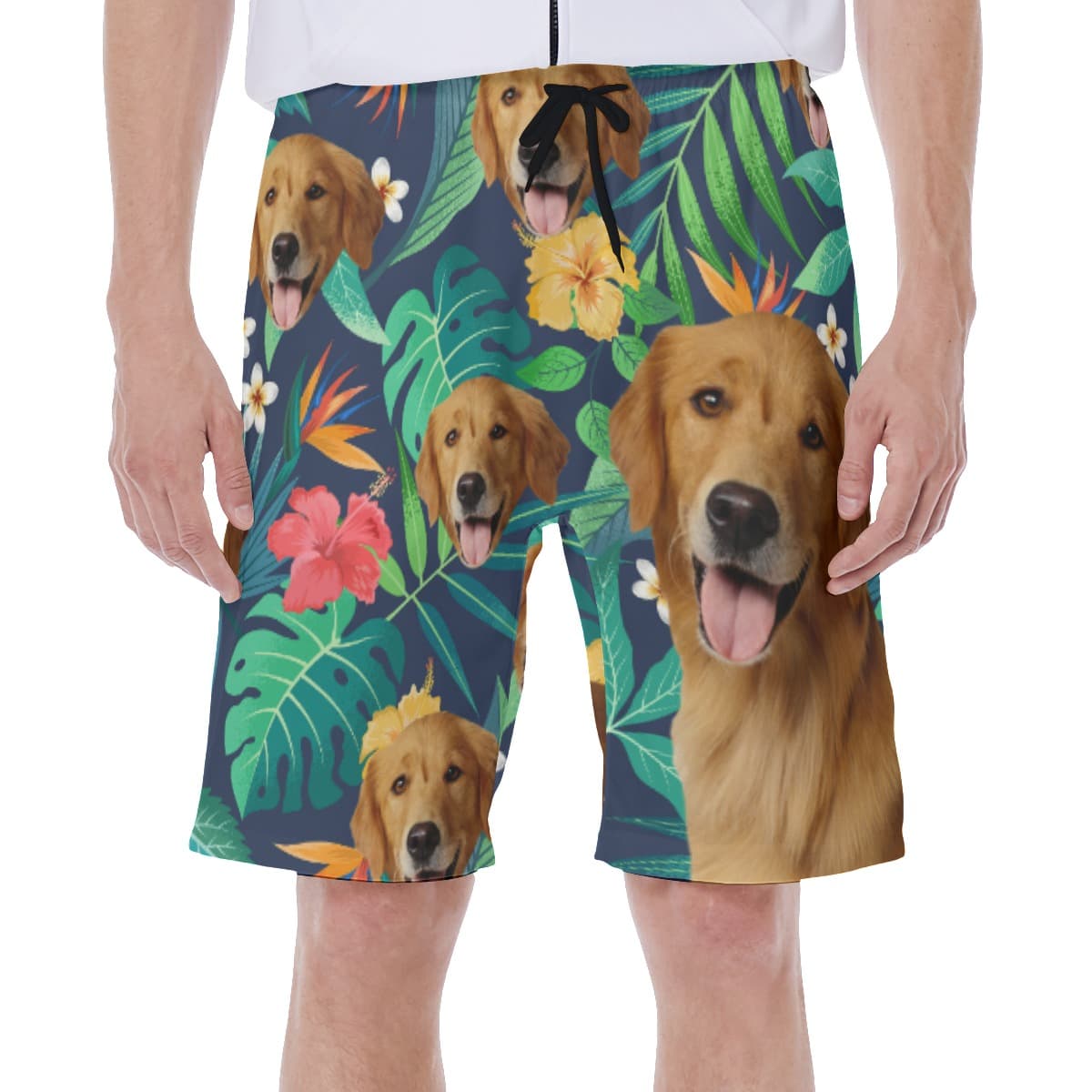 Custom Tropical Beach Shorts With Dog Face (1)