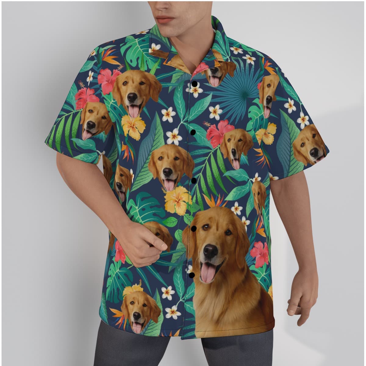Custom Tropical Hawaiian Shirt With Dog Face (1)