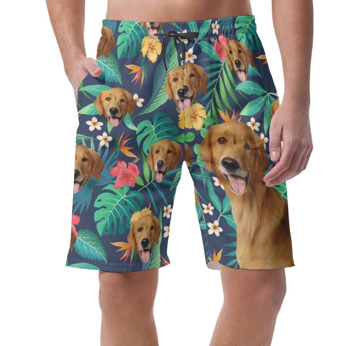 Custom Tropical Hawaiian Shorts With Dog Face (1)