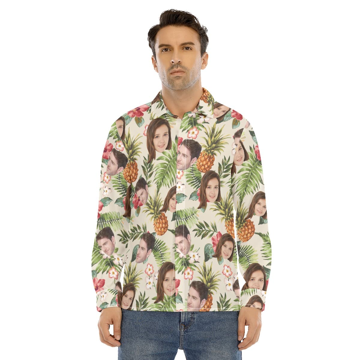Custom Tropical Long Sleeve Hawaiian Shirt With 2 Faces (1)