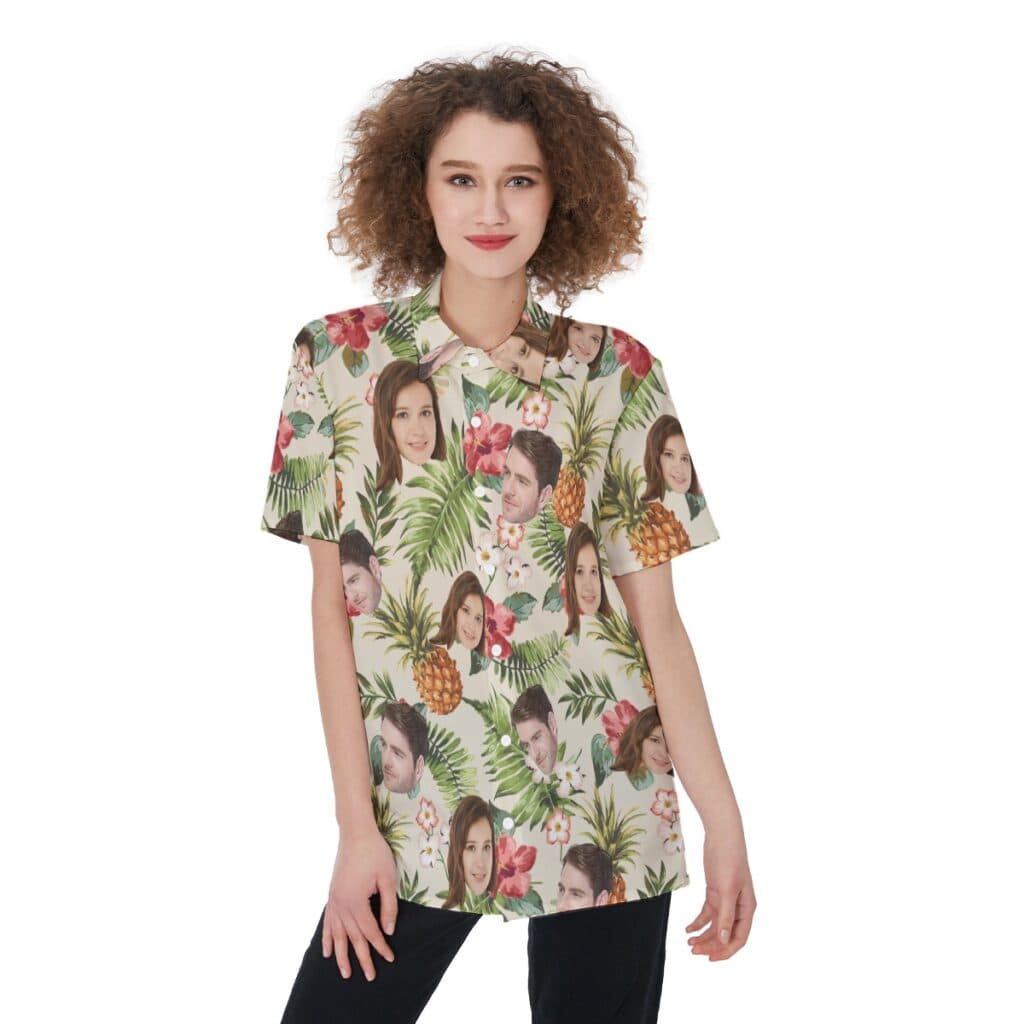 Custom Tropical Pineapple Women's Aloha Shirt With 2 Faces