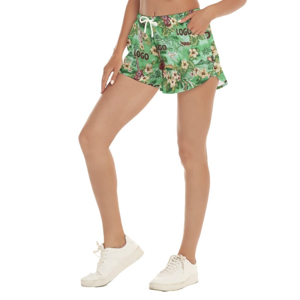 Customized Tropical Vintage Hawaiian Beach Shorts For Women With Logo