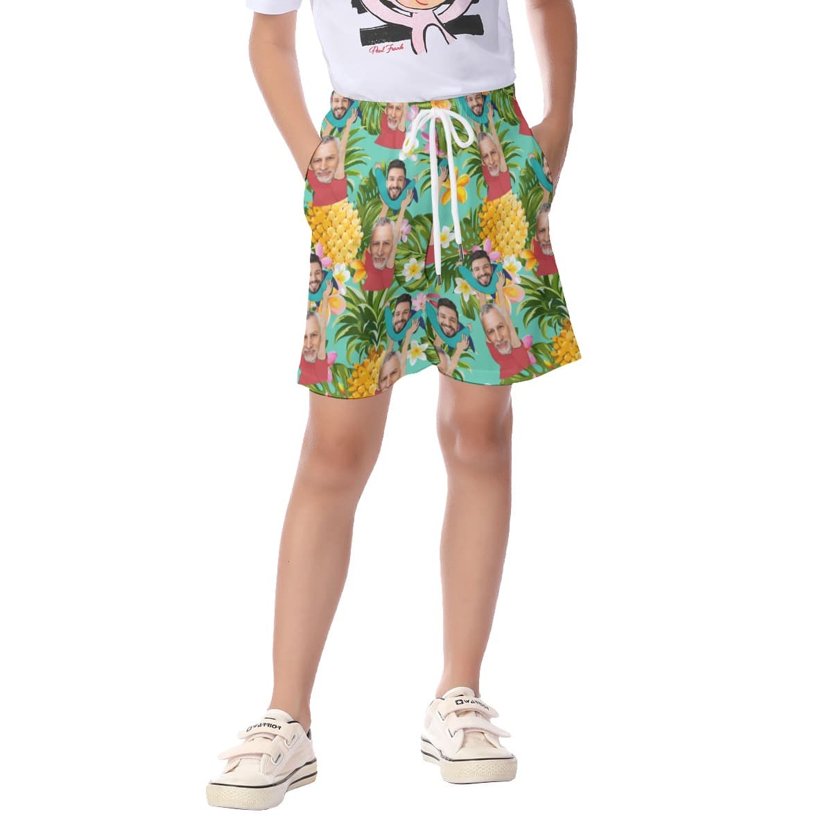 Cute Custom Face For Father's Day Hawaiian Beach Shorts For Kids
