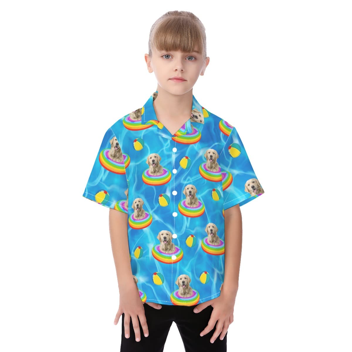 Cute Custom Pet Face Summer Aloha Shirt For Kids