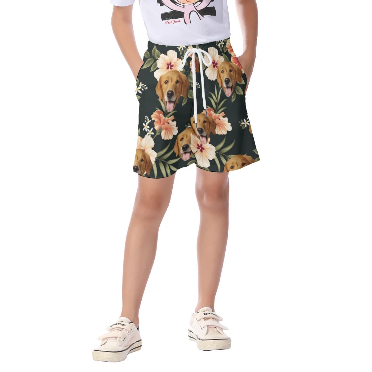 Cute Kid's Hawaiian Shorts With Dog Face (1)