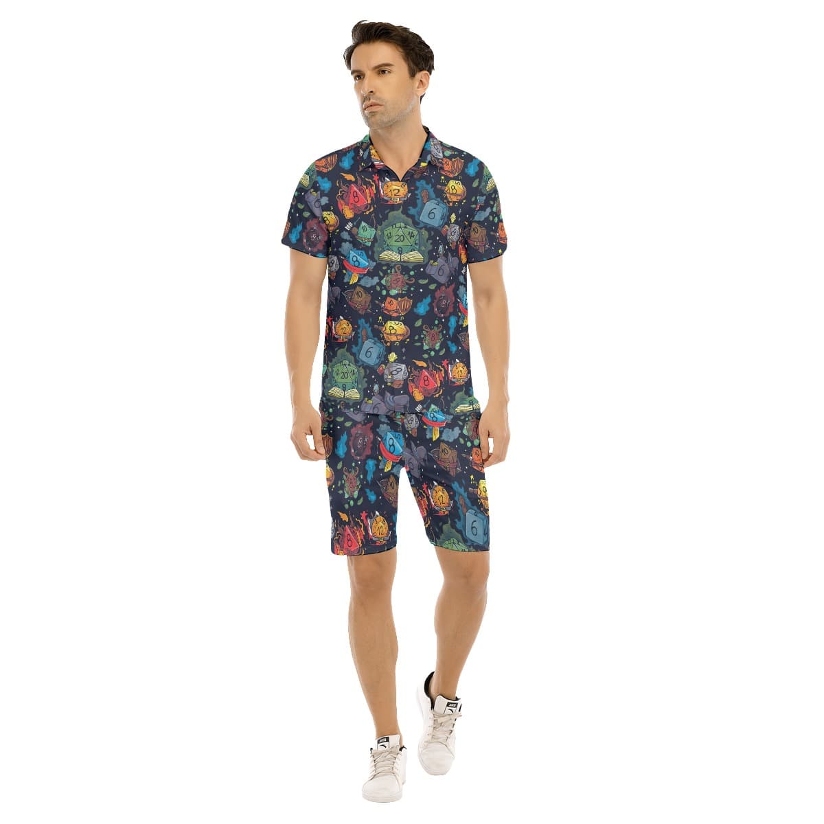DND Dice Themed Hawaiian Shirt And Shorts (1)