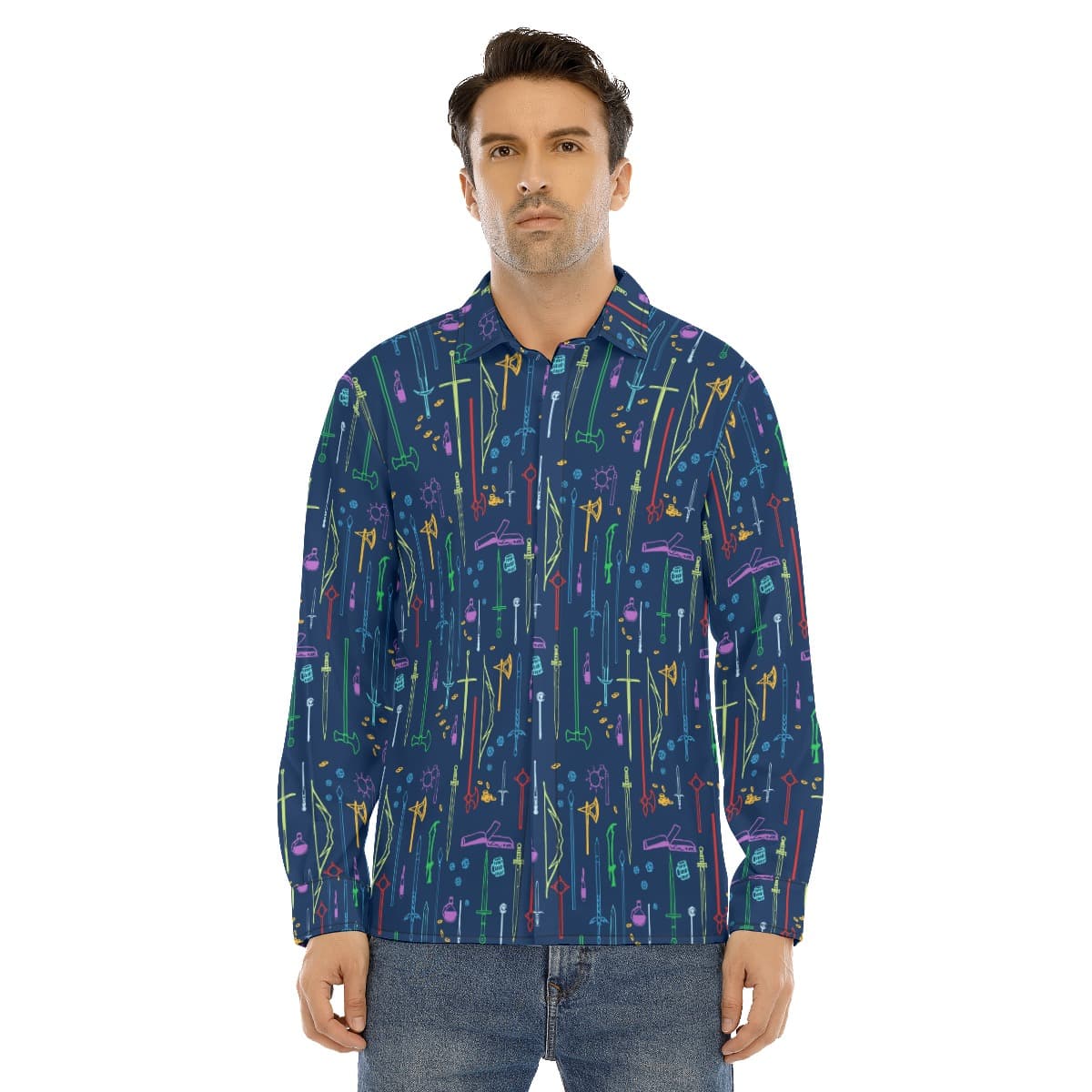 DND Items Long Sleeve Hawaiian Shirt For Men (1)
