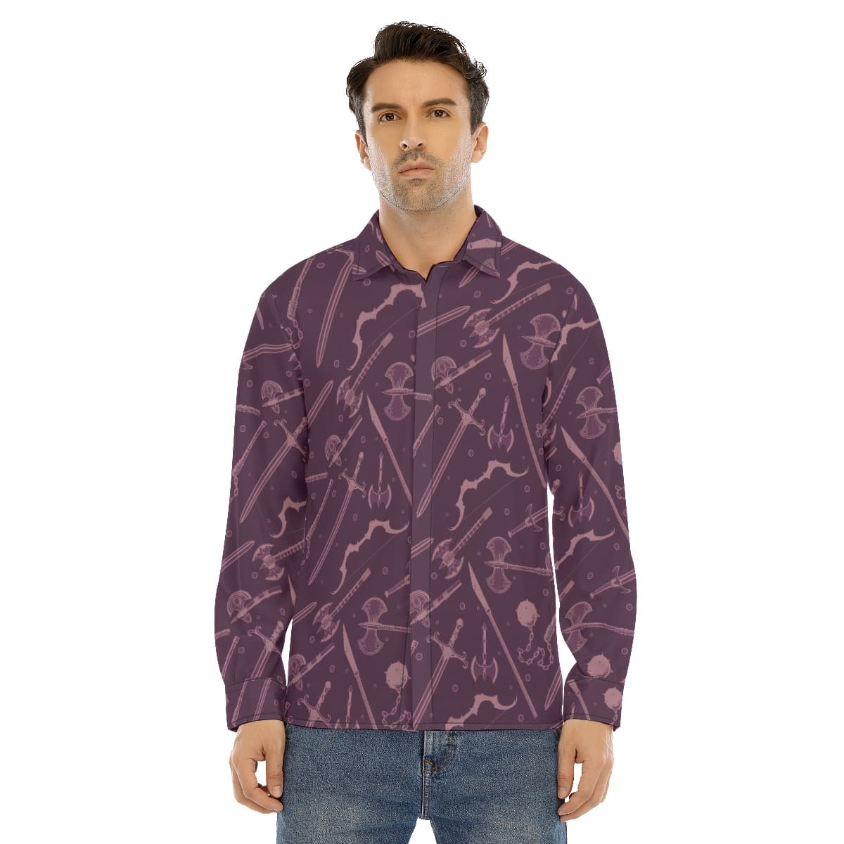 DND Weapons Long Sleeve Hawaiian Shirt For Men (1)