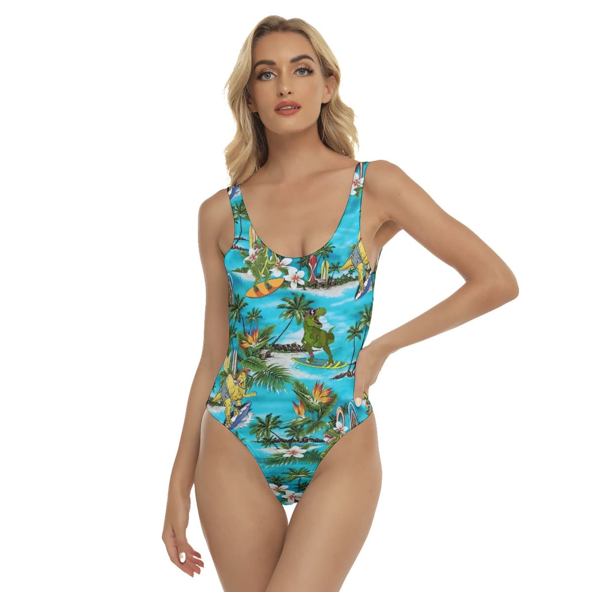 Dinosaur Surfing Sexy Hawaiian Swimsuit For Women