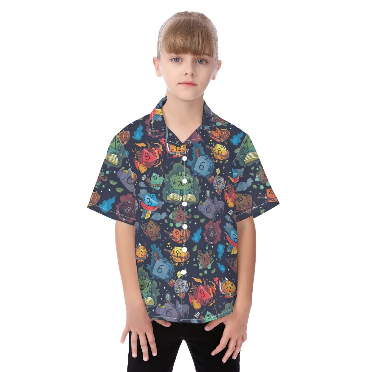 Dnd Dice Button Up Shirt For Kids (1)