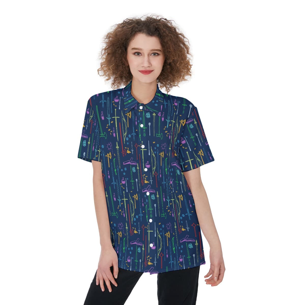 Dungeons Dragons Button Up Shirt For Women (1)