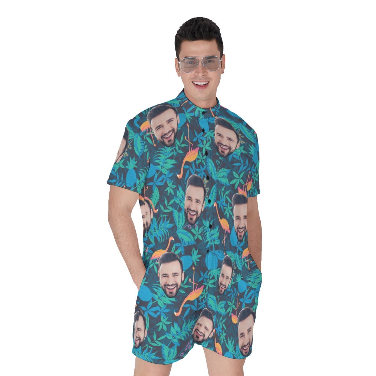 Face Custom Hawaiian Romper For Men (1)