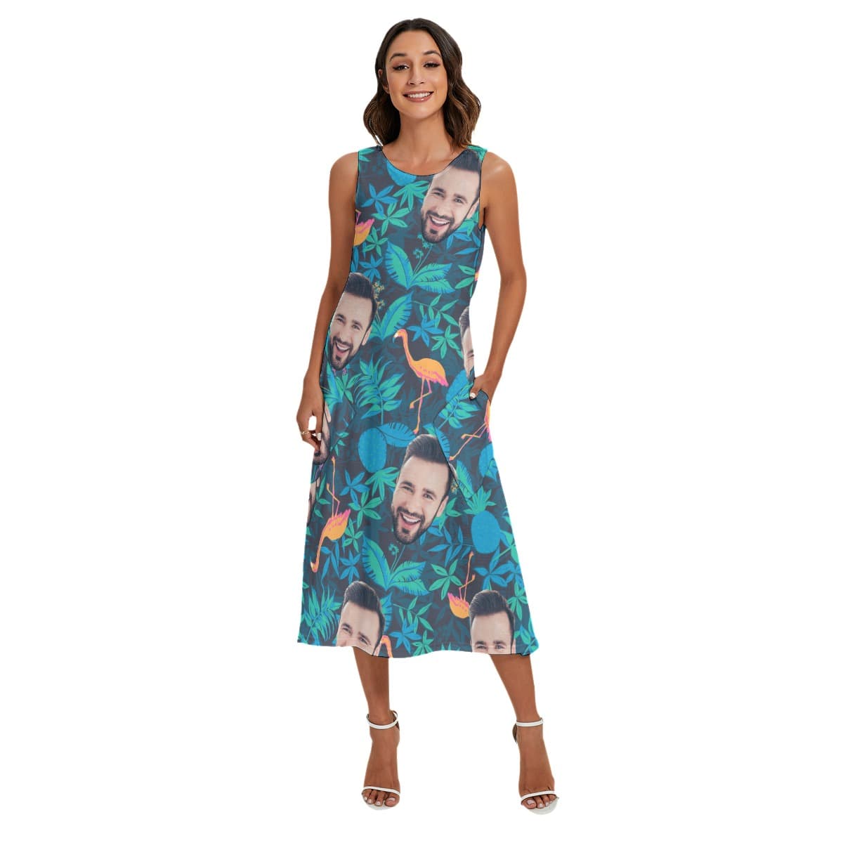 Face Custom Hawaiian Sleeveless Dress (1)