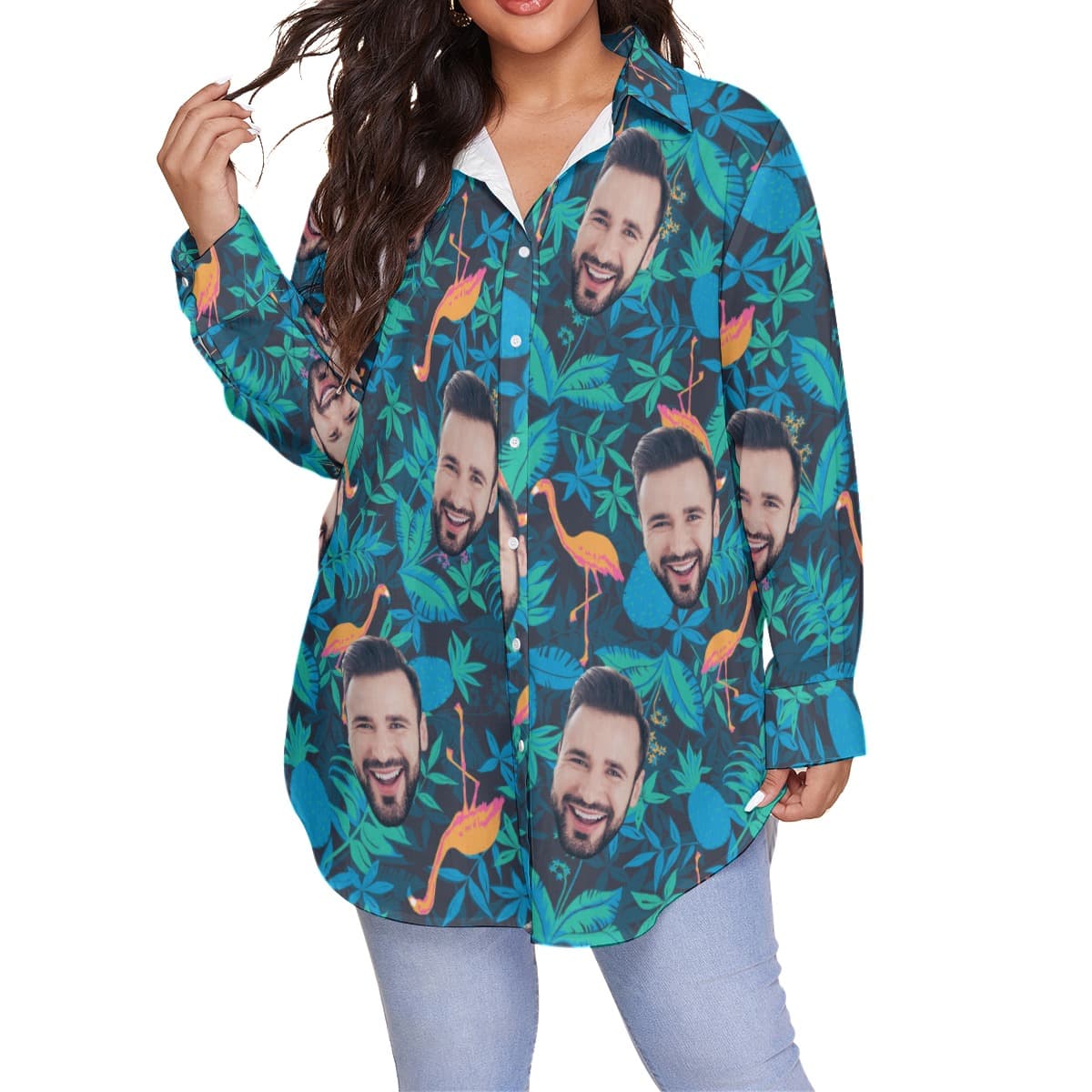 Face Custom Oversized Hawaiian Shirt For Women (1)