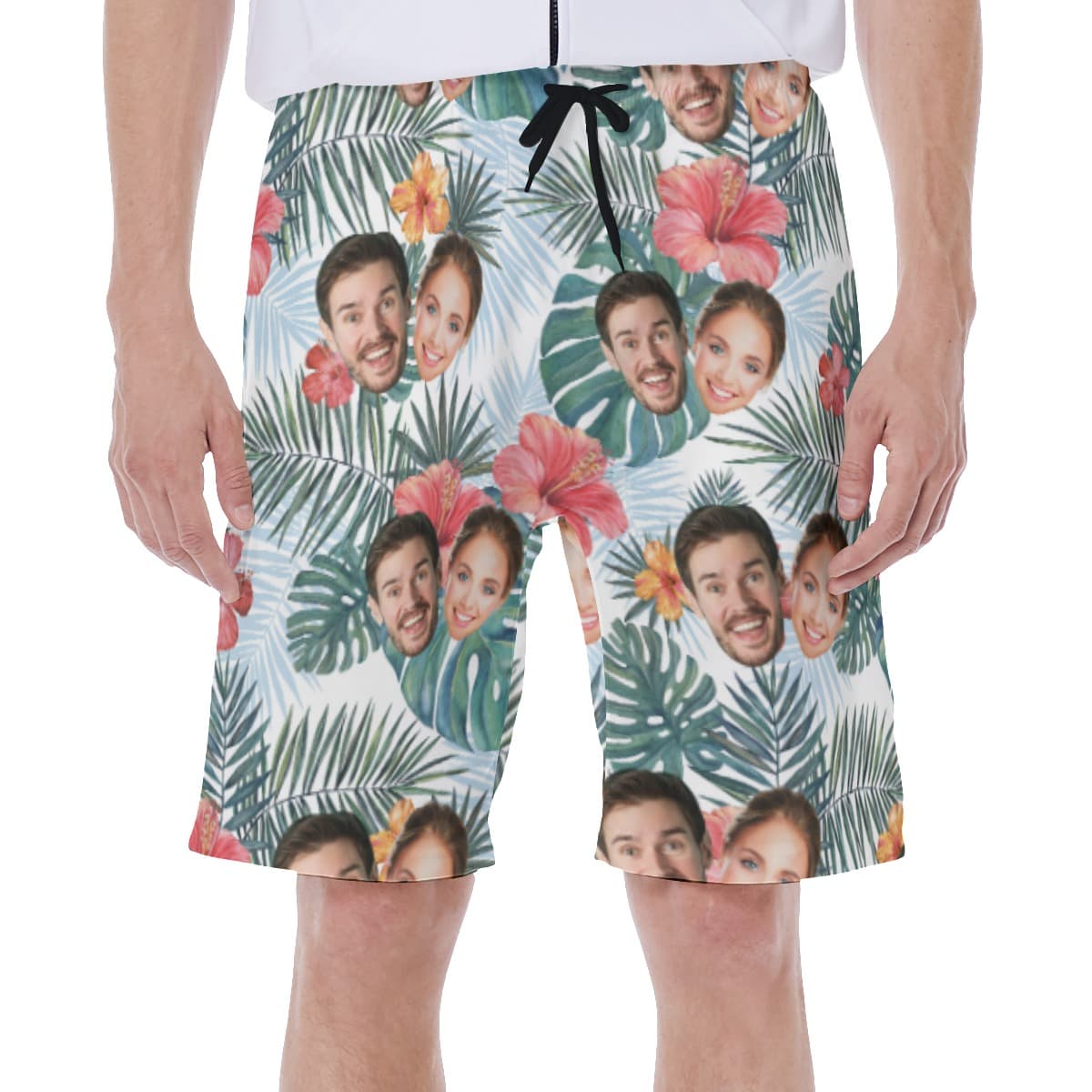 Floral Custom Face Beach Shorts For Men (1)