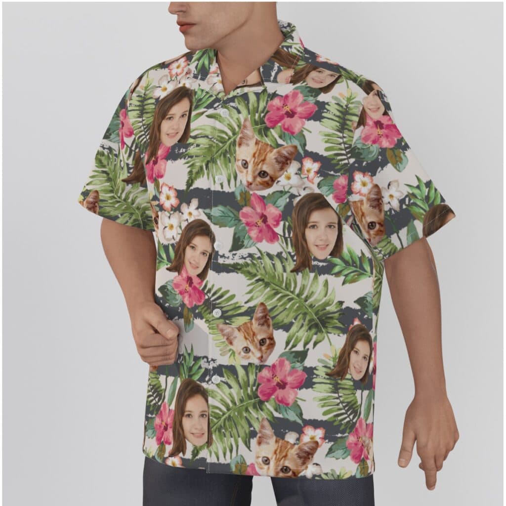 Floral Custom Face Men's Hawaiian Shirt