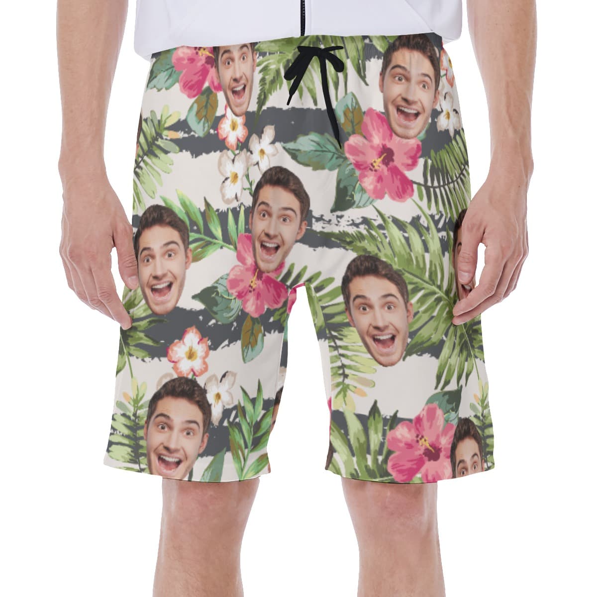 Floral Sports Team Custom Hawaiian Swim Trunks For Men (1)