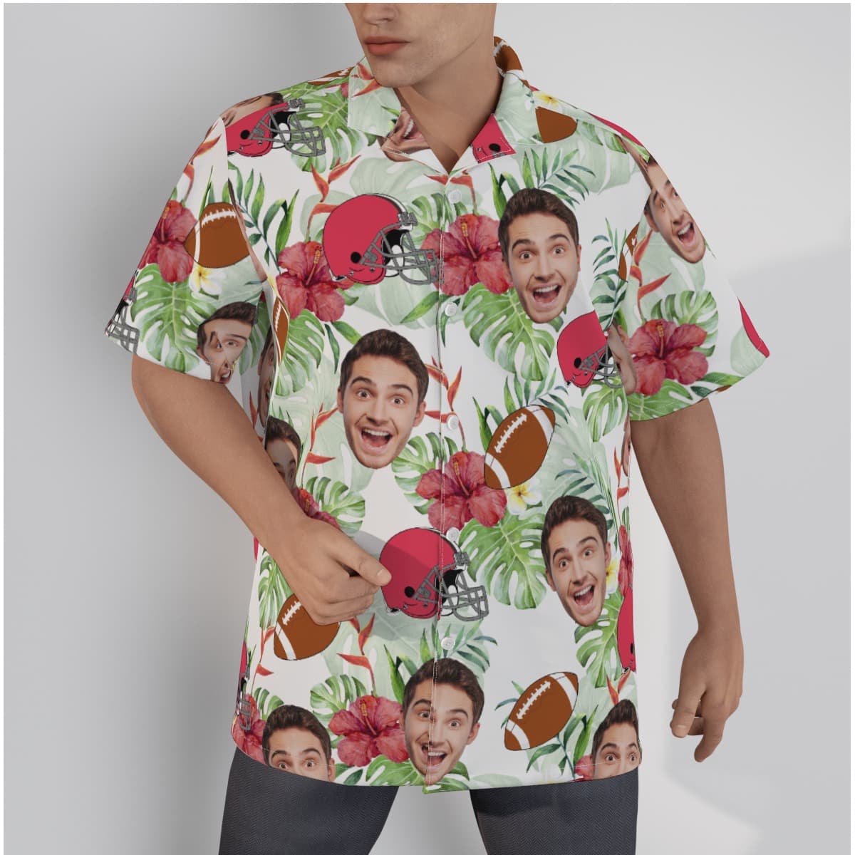 Football Custom Face Hawaiian Shirt