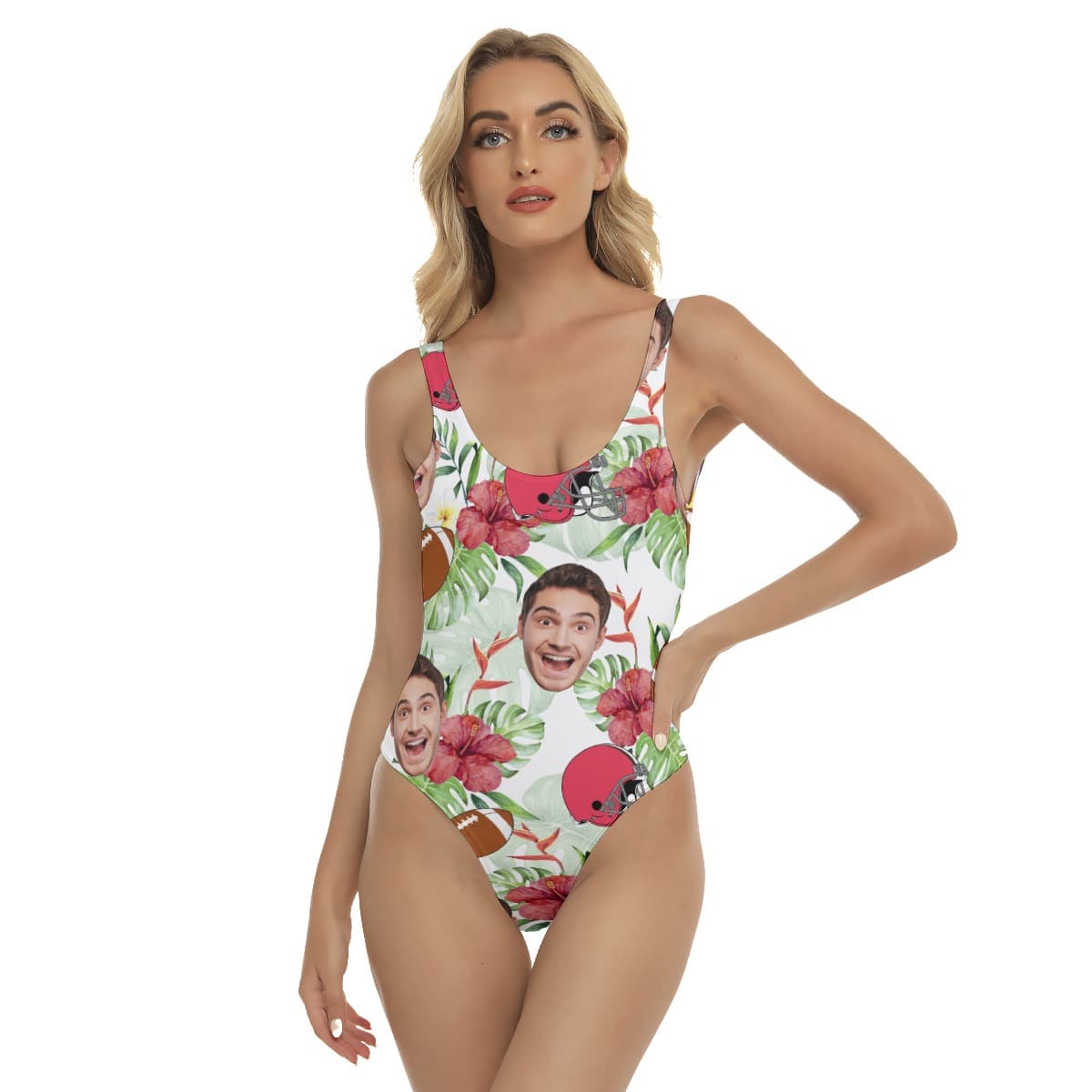 Football Custom Face Summer Swimsuit For Women