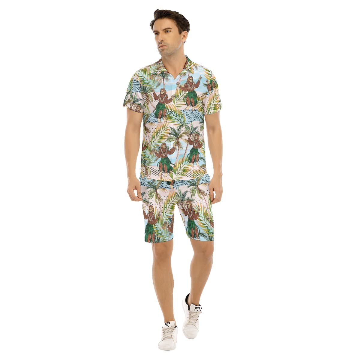 Funny Bigfoot Hula Hawaiian Shirt And Shorts For Men