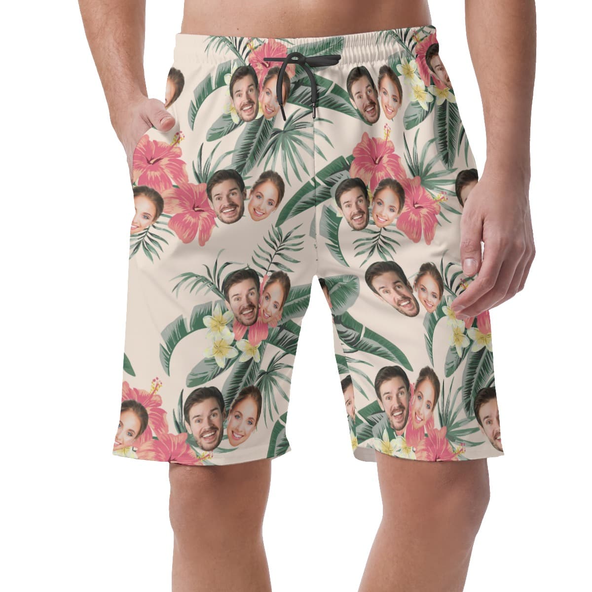 Funny Couple Faces Hawaiian Beach Shorts (1)