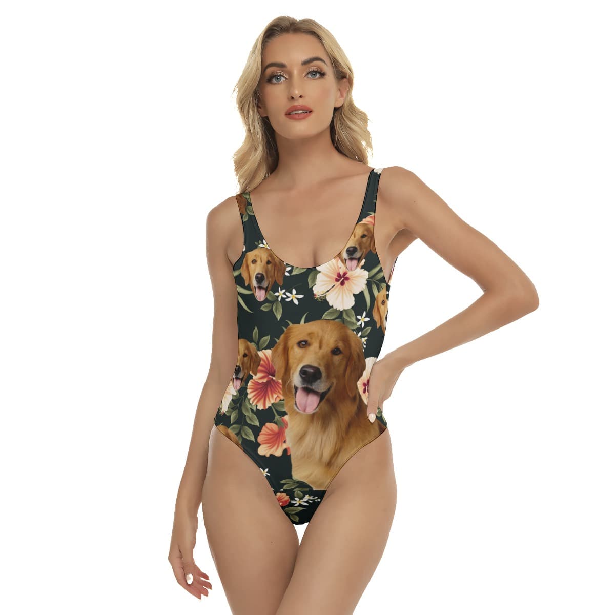 Funny Custom Dog Face Women's Swimsuit (1)