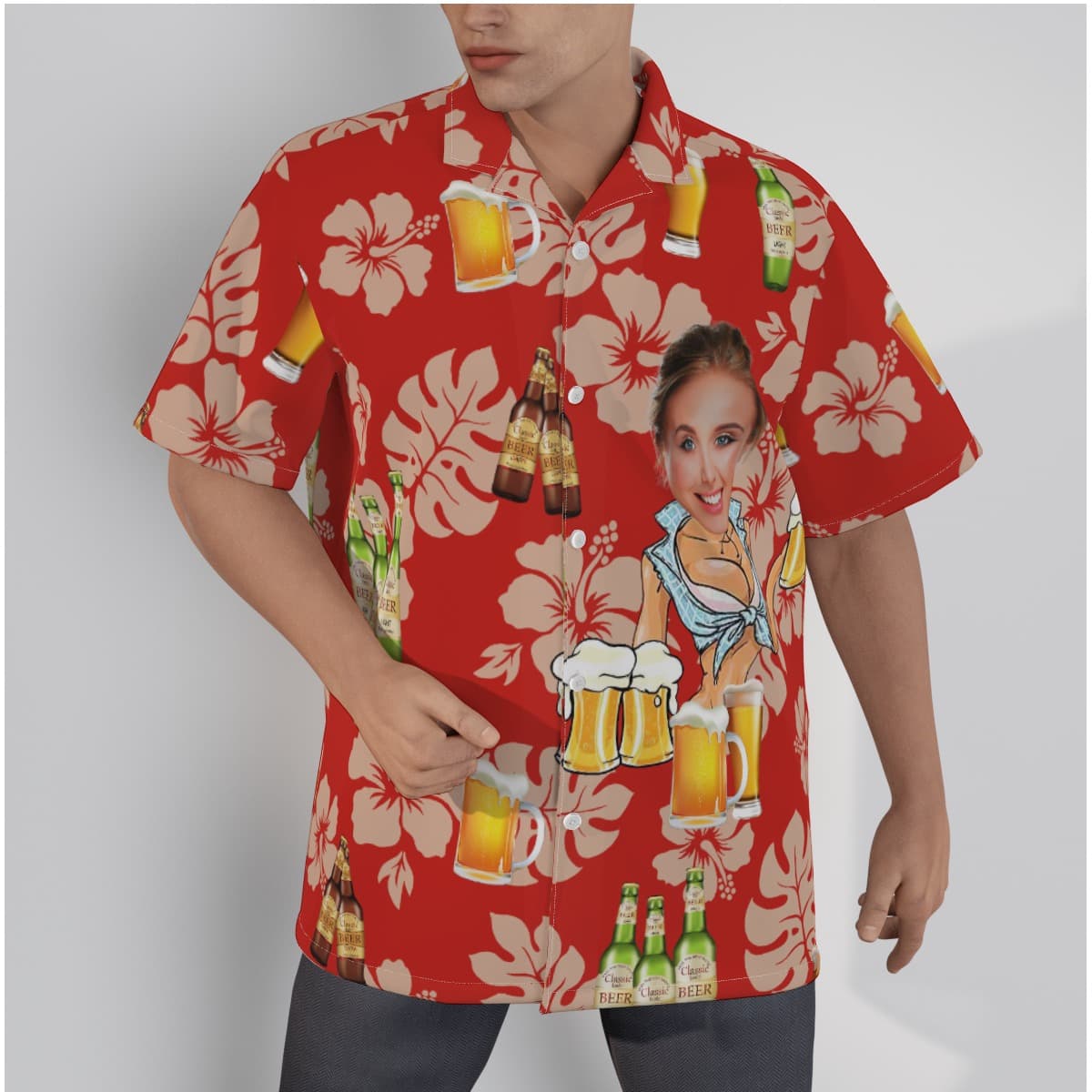 Funny Custom Face Beer Hawaiian Shirt For Him (1)