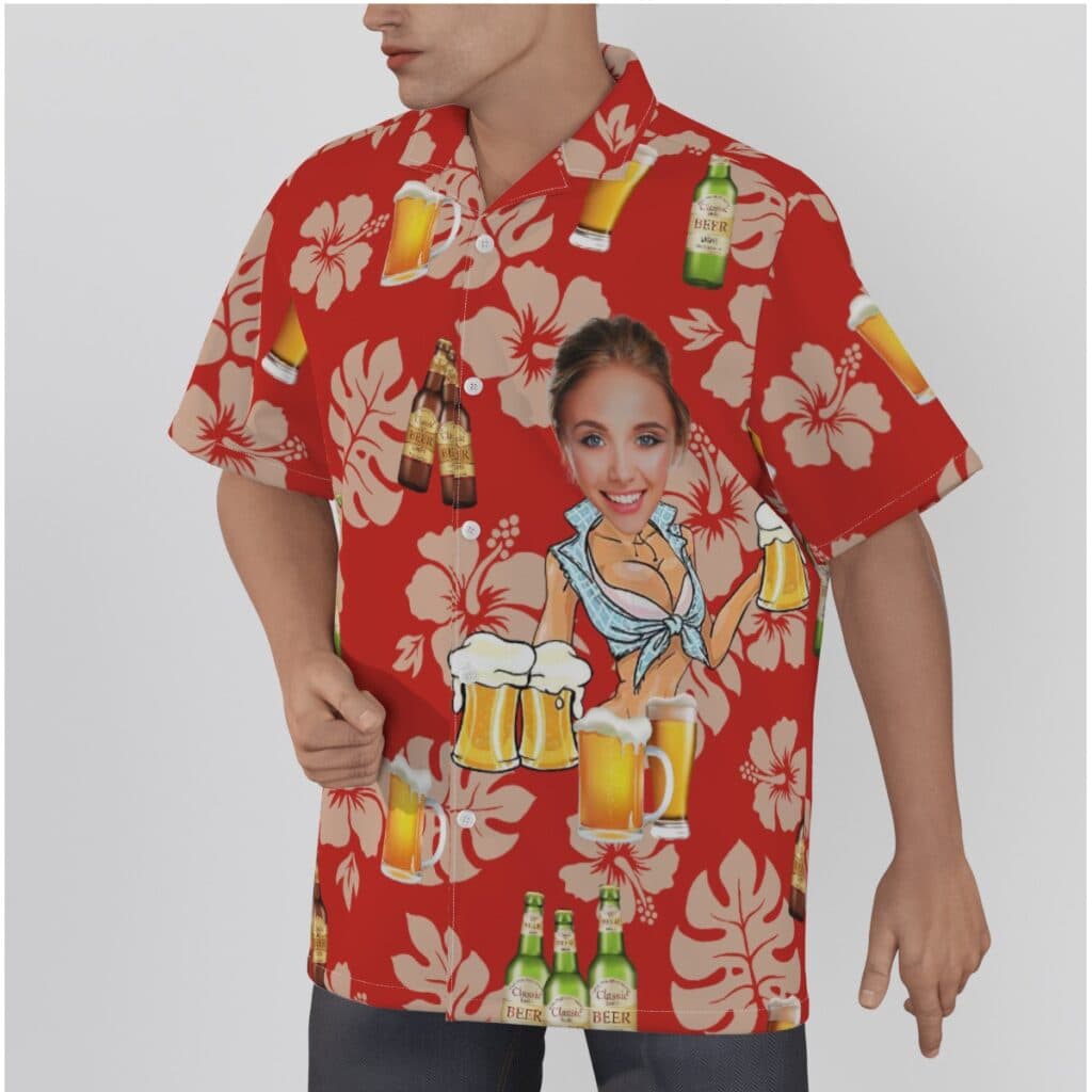 Funny Custom Face Beer Hawaiian Shirt For Him
