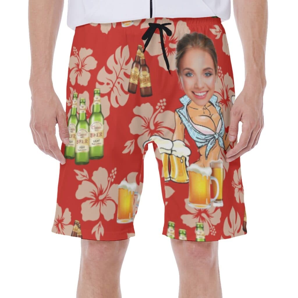 Funny Custom Face Beer Summer Swimwear For Men