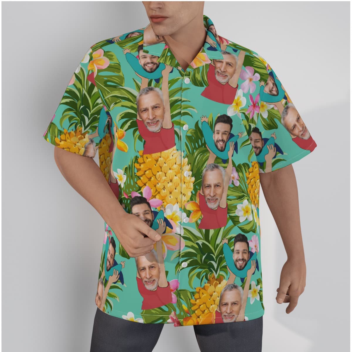 Funny Custom Face Father And Kids Tropical Hawaiian Shirt