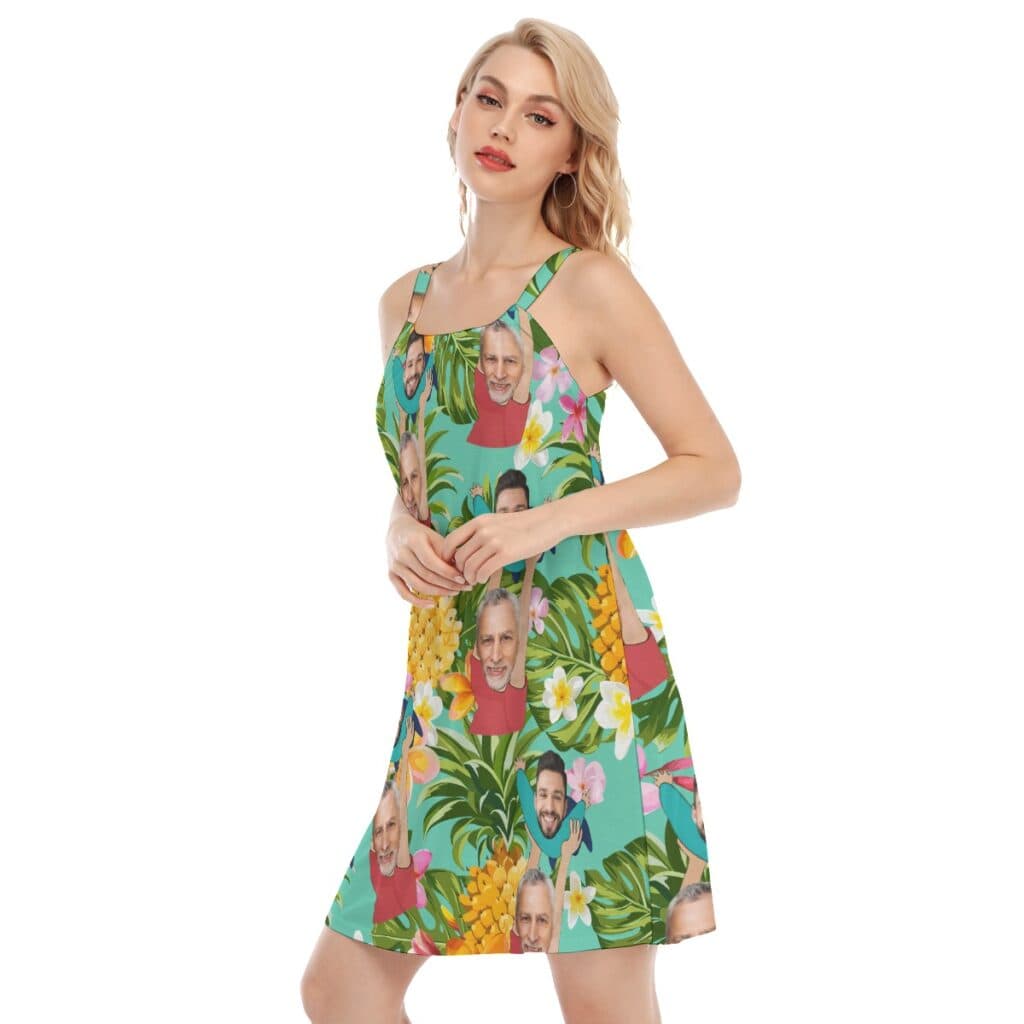 Funny Custom Face Father's Day Hawaiian Cami Dress