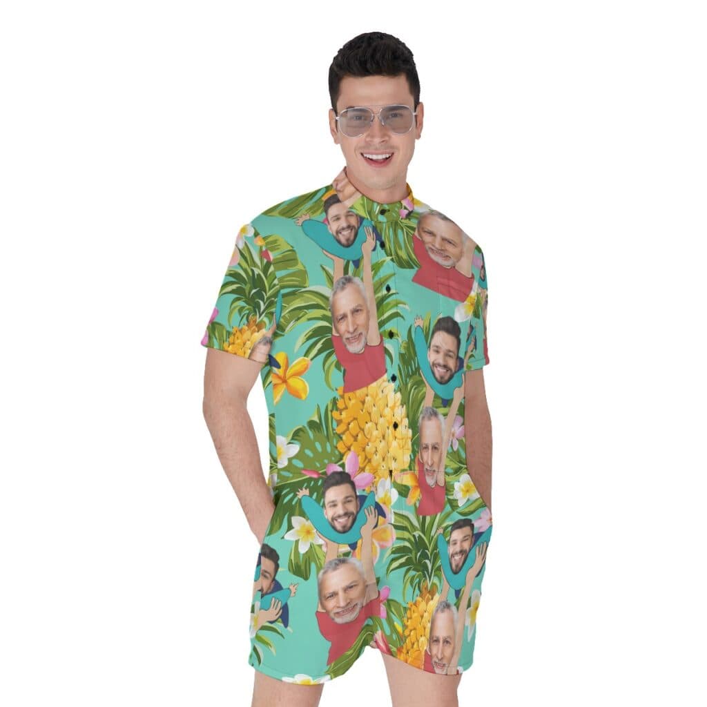 Funny Custom Face Father's Day Hawaiian Romper