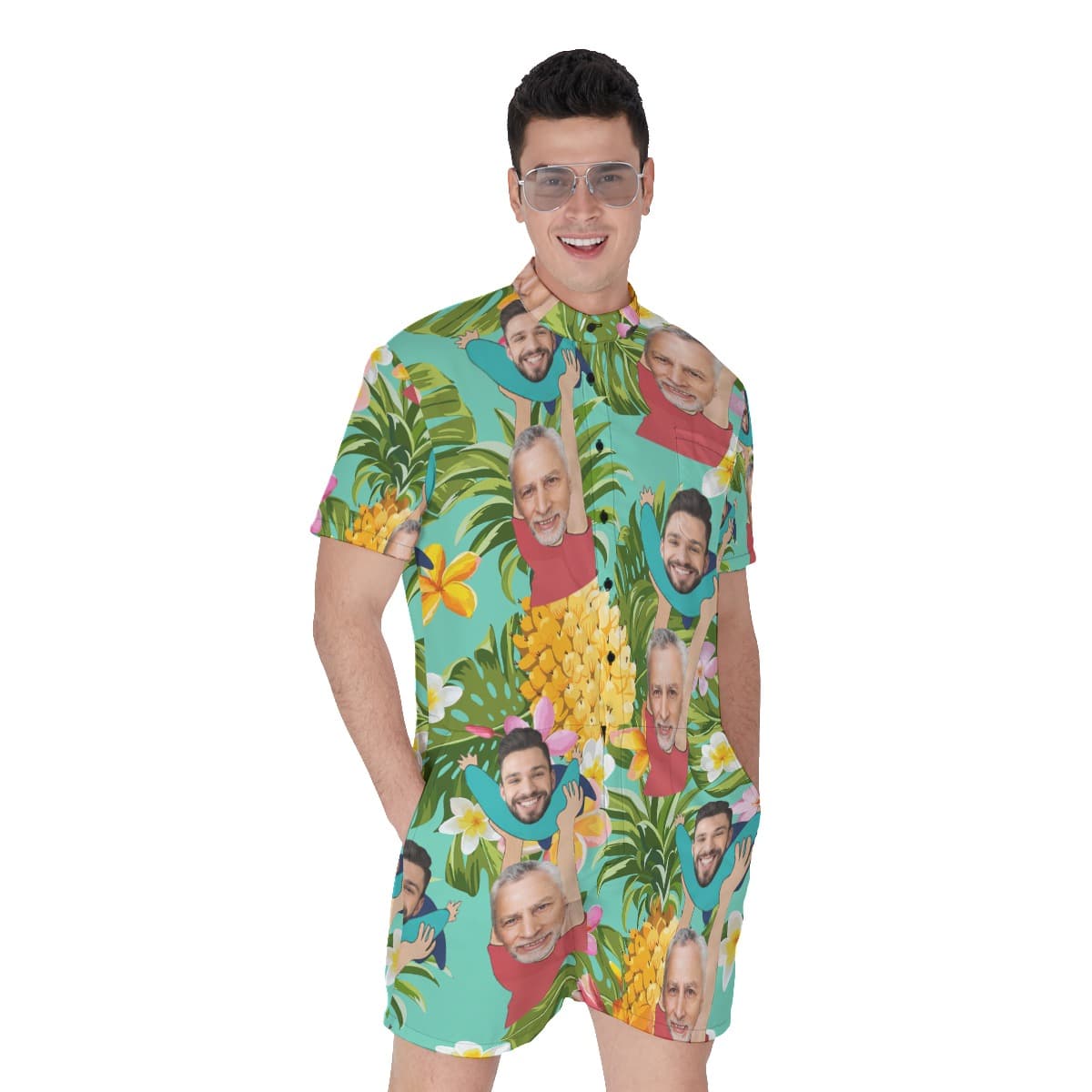 Funny Custom Face Father's Day Hawaiian Romper