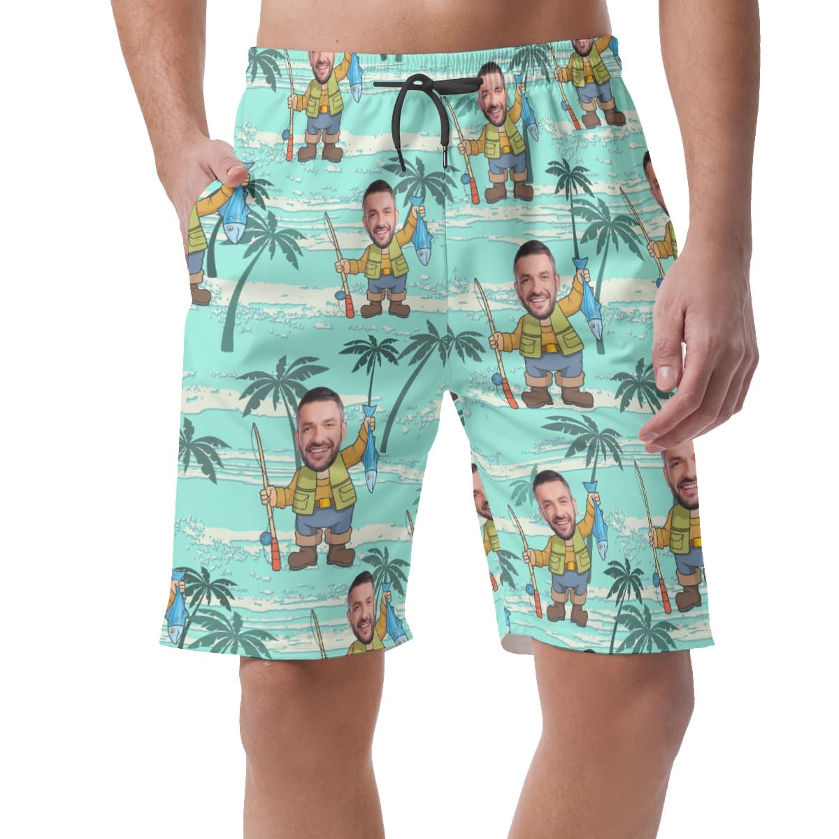 Funny Custom Face Fishing Summer Shorts For Men (1)