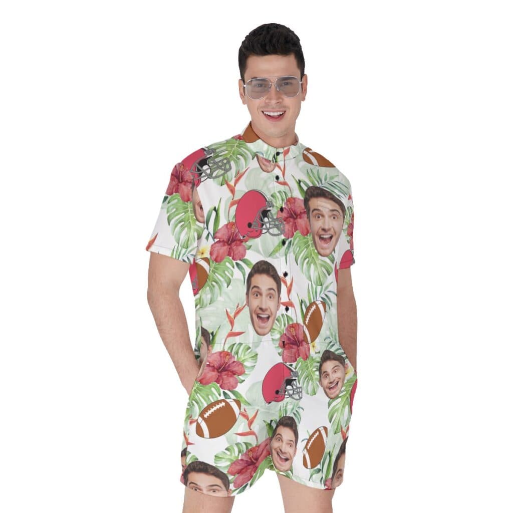 Funny Custom Face Football Hawaiian Romper