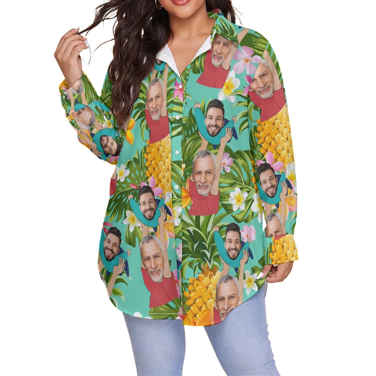 Funny Custom Face For Father’s Day Hawaiian Plus Size Shirt (4)