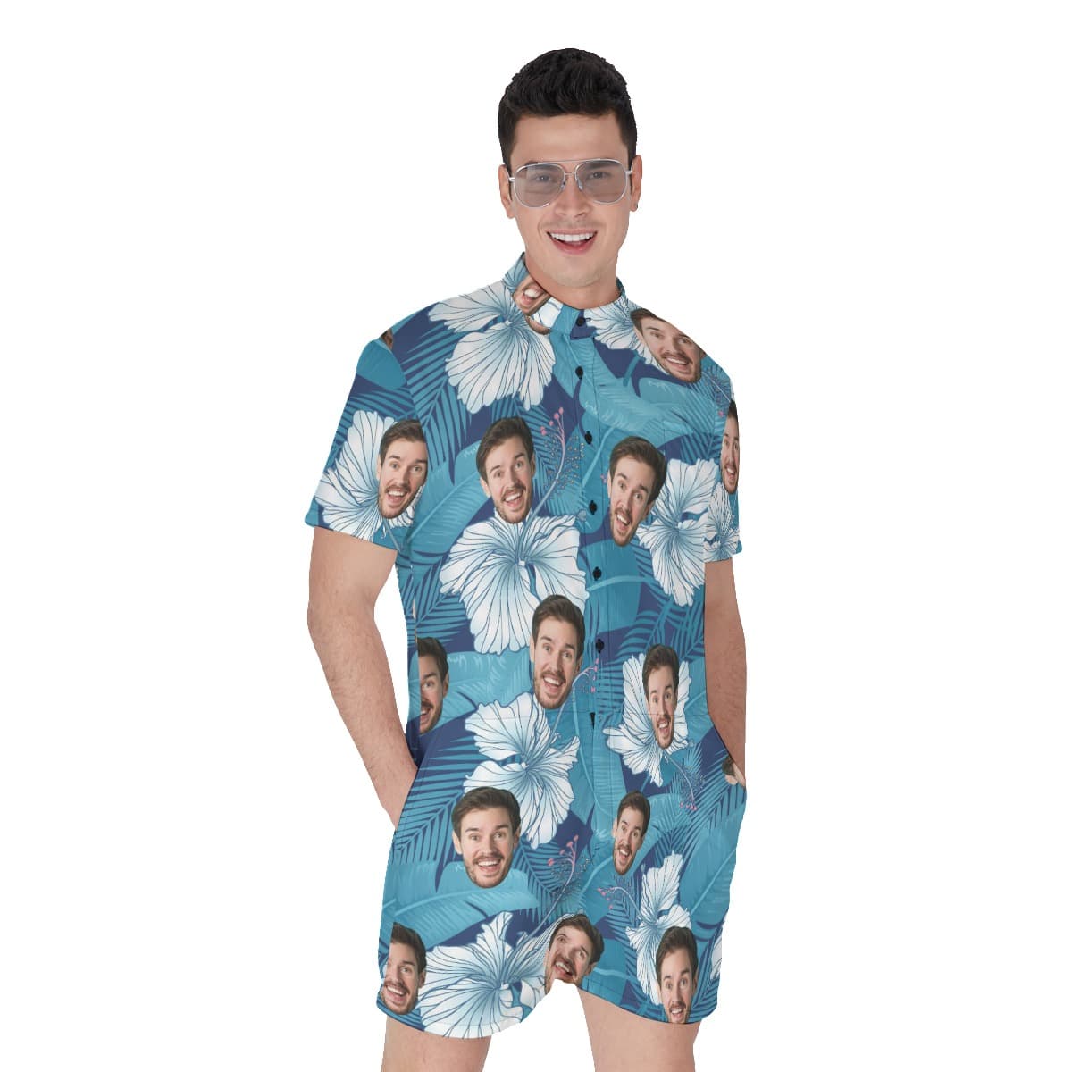 Funny Custom Face Hawaiian Romper For Men (1)
